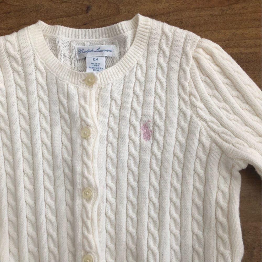 Ralph Lauren Mini-Cable Cotton Cardigan 12M - Picture 5 of 10